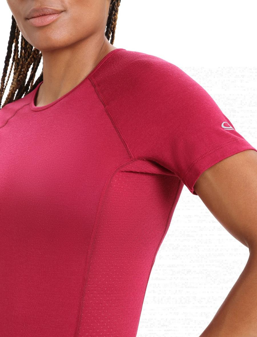 Icebreaker BodyfitZone™ Merino 150 Zone Rövid Sleeve Crewe Thermal Top Női Base Layers Rózsaszín | HU 1889FDNM